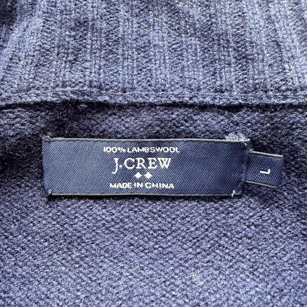 🔃J. Crew Men’s Blue Lambswool Shawl Collar Front Button Pullover Sweater